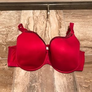 Unlined Red Bra with black detailing